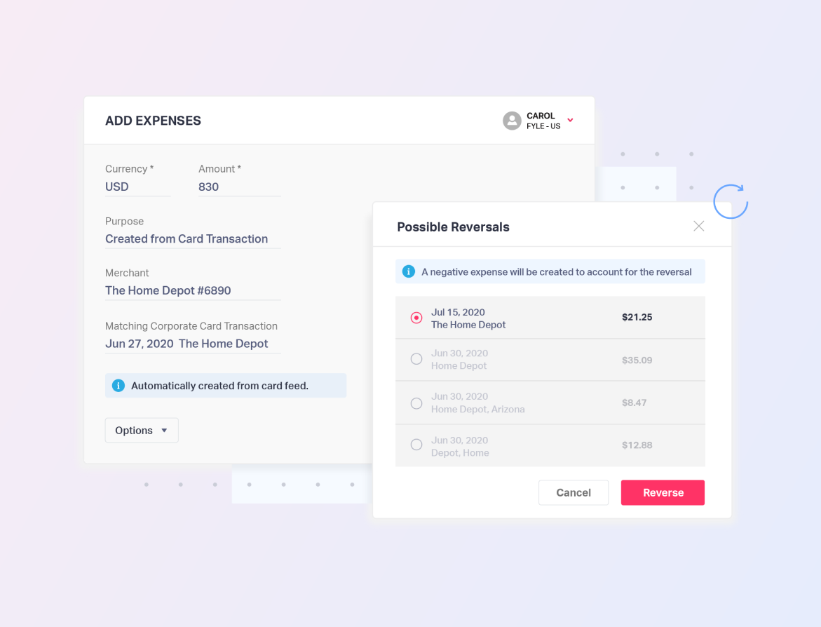 Manage Reversals - Expense Management Software - Product Visual by ...