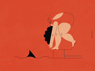 Looking for trouble character design character illustration concept illustration curves digital illustration editorial editorial illustration fun illustration jump minimal shapes shark simple swim trouble