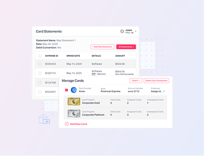 Daily Bank Feed - Expense Management Software product features ui website mockups