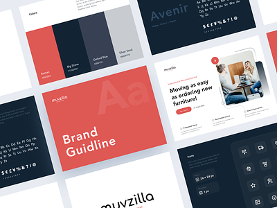 Muvzilla - Website brand book brand guidlines branding cards design system features figma guidlines hero icons identity landing landing page origins redesign reviews typography ui ux website