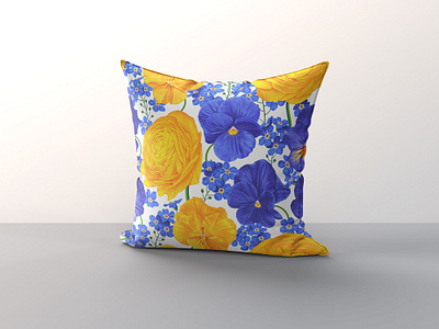 Floral pattern 💙💛 2d adobe illustrator buttercup digitalart floral flowers illustration pansy pattern pattern design realistic surface design textile vector