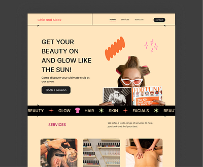 Salon Landing page concept brutalism design motion design ui web design