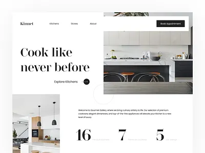 Kirmet - Kitchen Store Website design hero homepage kitchen landing minimal ui ux web website