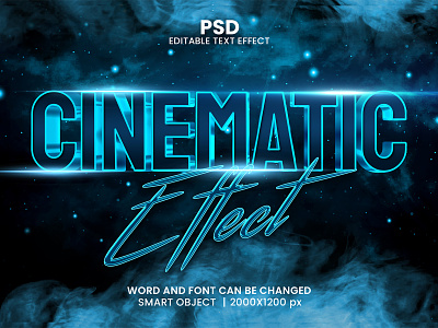 Cinematic effect 3D Editable Photoshop Text Effect Template cinematic effect download link game title gaming logo gaming text effect movie poster neon effect