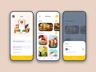 Recipe manager app app design flat food gui illustration ios iphone recipe ui ux