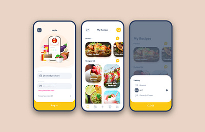 Recipe manager app app design flat food gui illustration ios iphone recipe ui ux