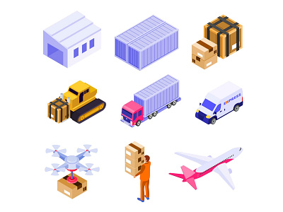 Logistic Flow Isometric Icons design free download free vector freebie icon set icons download illustration illustrator isometric icon logistic flow logistic icon vector vector design vector download