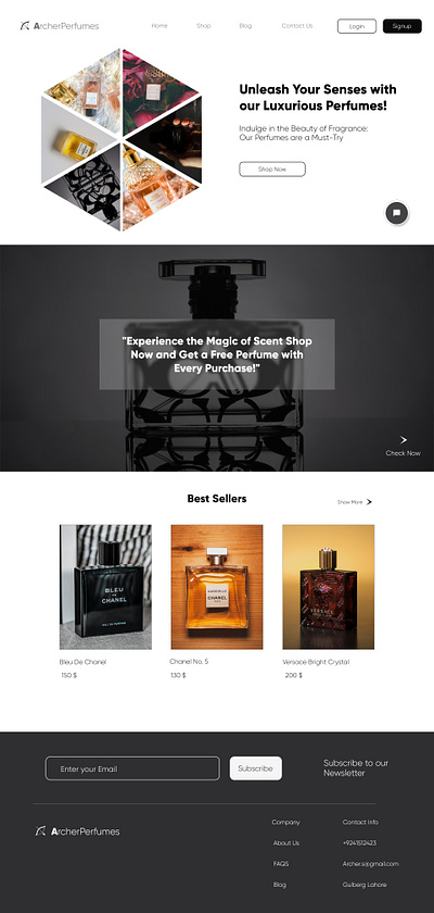 Luxury Perfume Website Landing Page adobe xd graphic design ui web
