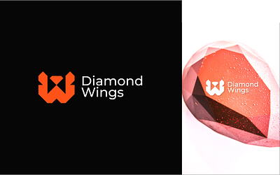 Diamond Wings Logo Design branding design diamond logo logo design minimal simple w logo wings