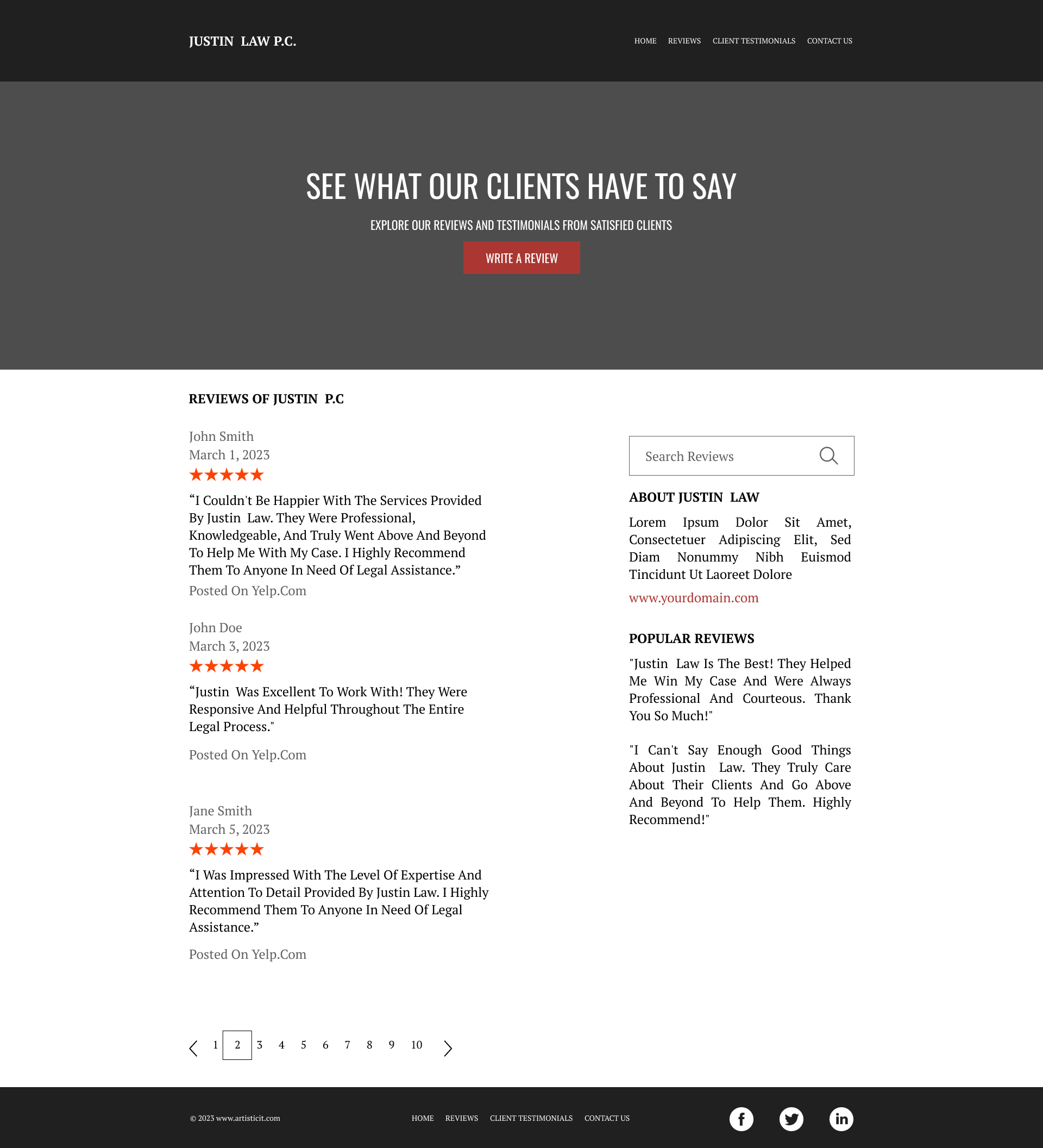 Simple Review Page for Law Office ui ux