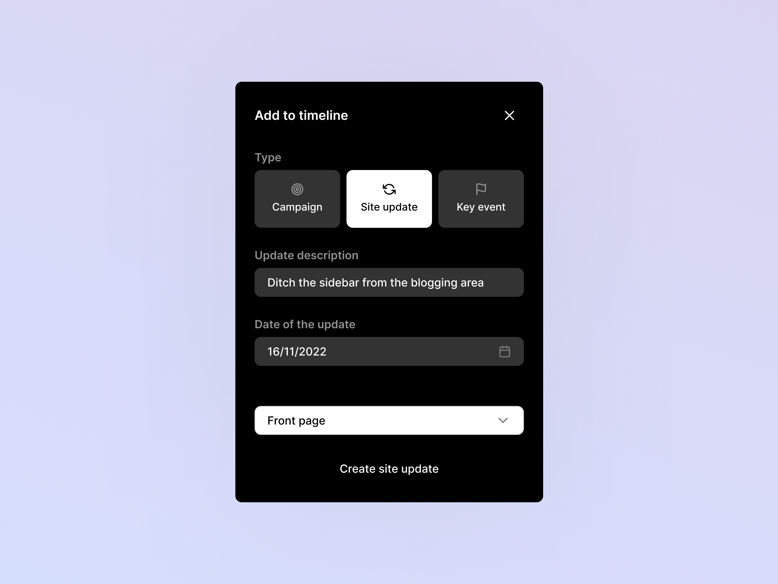 Analytics UI - Site updates