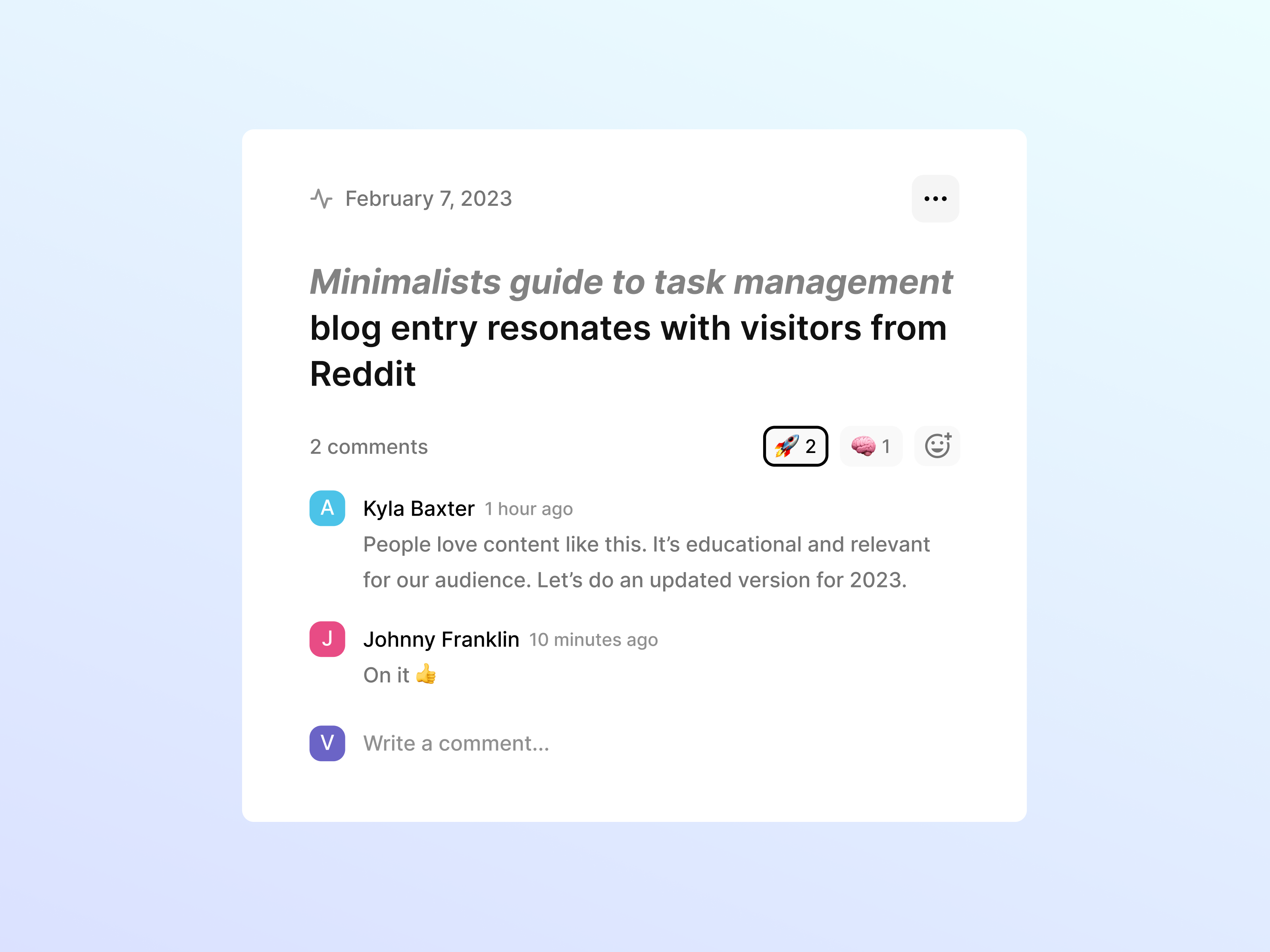 Analytics UI - Card design