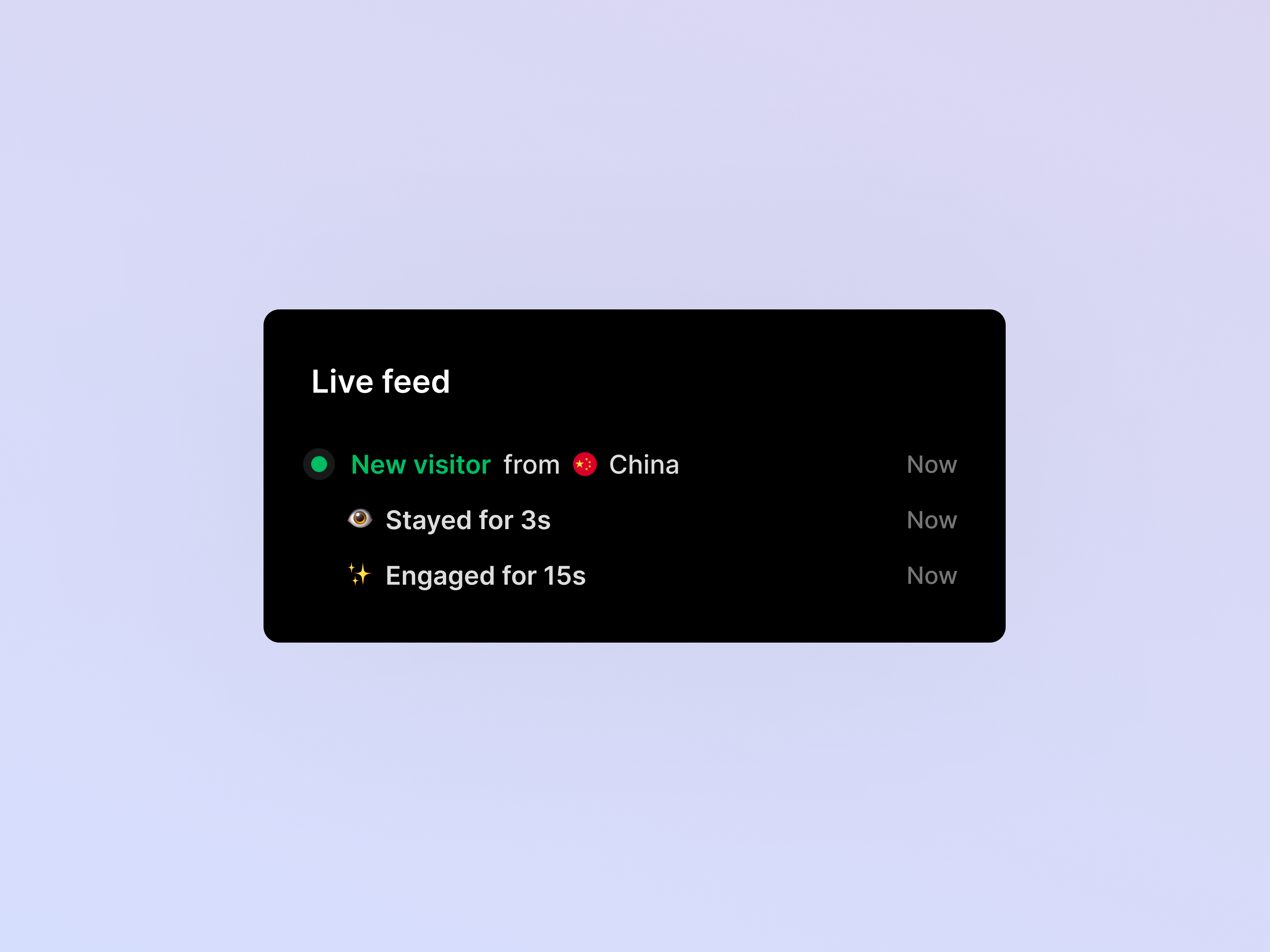 Analytics UI - live data feed