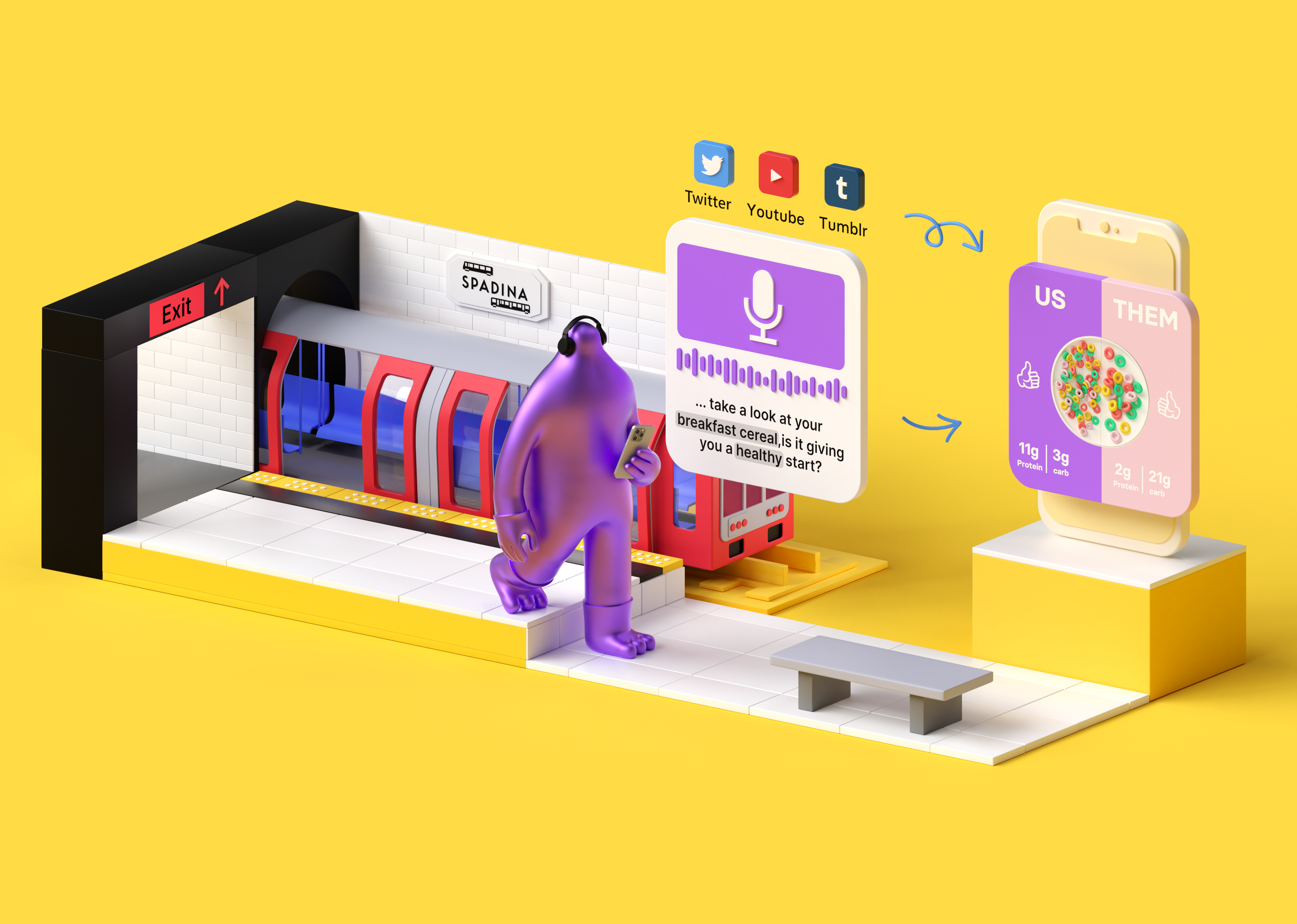 Cluep - 3D Brand Illustration (Audio) 3d 3danimation 3dart animation b3d blender blender3d branding c4d cinema4d colorful design geometric illustration loop motion render set simple uiux