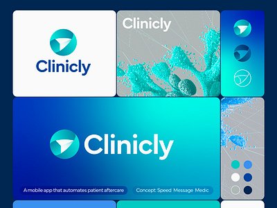 Clinicly - Logo Design aftercare app application arrow automate care clinic clinicly creative logo creative logo design help logo manage management medic message paper plane reminder