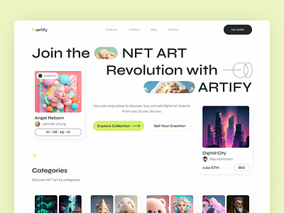 NFT Marketplace Website UI art branding business buy design exploration figma marketplace nft nft art nft art ui nft collection nft marketplace nft ui nft website professional sell ui ui design uiux website design