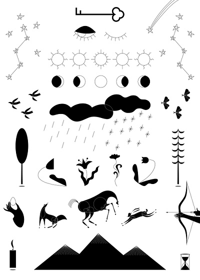 Mystical vector set fairytale forest graphic design illustration magic