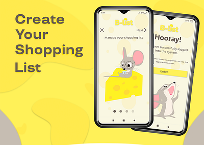 B-list (Shopping list) 2d app checklist cute design graphic design illustration shopping ui user interface ux
