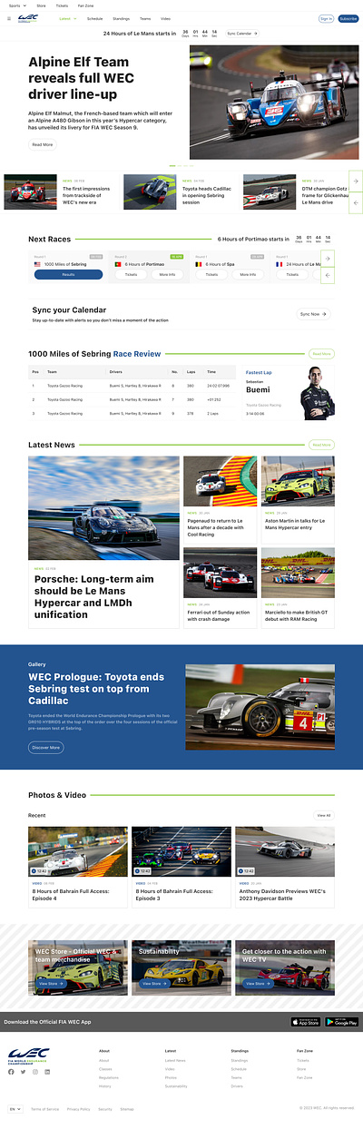 WEC - World Endurance Championship Website le mans motorsport ui website design wec