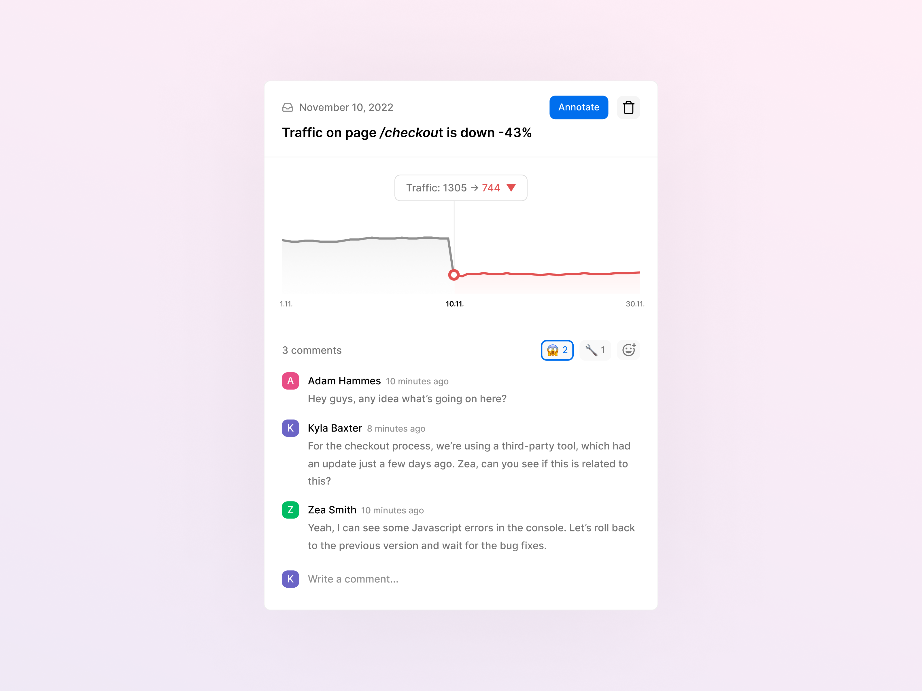 Analytics UI - insight card