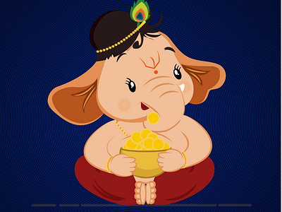 Vector Illustration of lord Bal Ganesha ji animation art artist branding cartoon character characterart characterdesign design graphic design illusration illustration media minimal print typography ui ux vector wallart