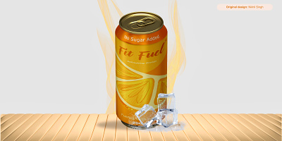 Fit Fuel Energy Drink 3d adobe animation branding can mockup design drink flames graphic design ice illustration logo mockup orange packaging photoshop typography vector