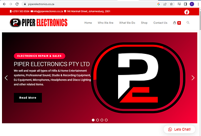 Website Design: www.piperelectronics.co.za website design wordpress development