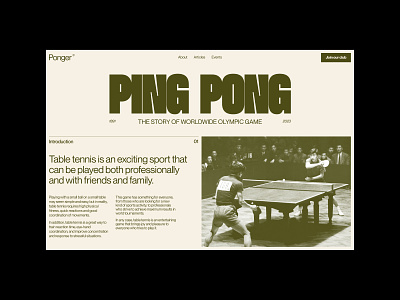 Ponger® — Table Tennis Club branding brutalism design digital figma font graphic design interaction landingpage minimal minimalism modern type typographic typography ui ux visual design website white space