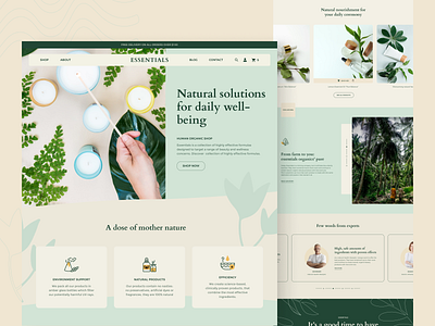 Natural Cosmetics - Website Design beauty cosmetics shop cream eco health landing page natural cosmetics nature organic personal care web site wellness