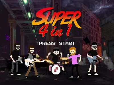 Emmercia Super 4 in 1 16 bit 16bit 32 bit 32bit animation animation 2d branding character design flat game games illustration logo motion design nes nostalgic pixel art snes super nintendo