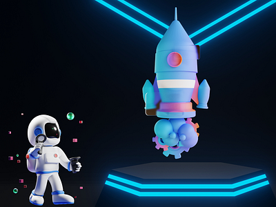 3d Rocket 3d 3dastronaut 3drocket 3dworld astronaut behance blender graphic design rendering rocket start uprocket