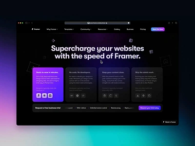 Framer Business Page business darkmode figma framer gradient night webflow website