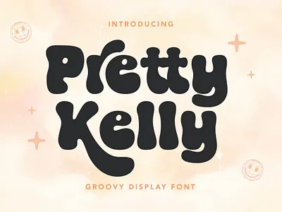 Pretty Kelly - Goovy Display Font branding craft font cute font displayfont font groovy groovy display font retro typeface