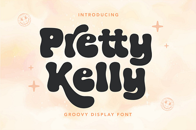Pretty Kelly - Goovy Display Font branding craft font cute font displayfont font groovy groovy display font retro typeface