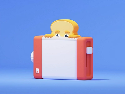 Peeking Toast 🍞 3d animation c4d character cinema4d design fun illustration loop octane toast toaster