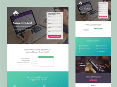 Ahgora Timesheet - Landing page graphic design ui