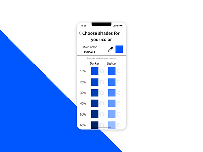 DailyUI #060 Color Picker blue color color picker daily ui dailyui dark color ligher color mobile picker shade shades tints ui