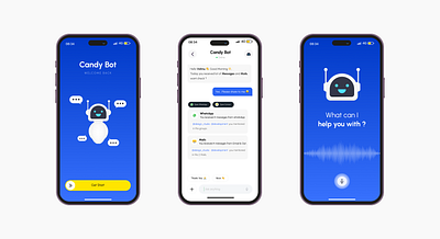Candy Bot - Smart Voice Assistant Application app branding design flat icon illustration logo logo design mobile 📲 ui
