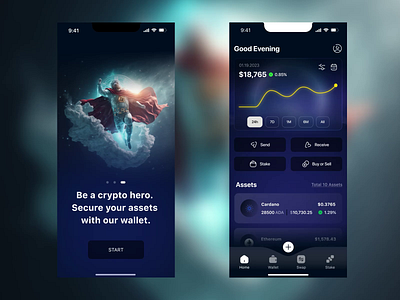Crypto Wallet App Home Page after effects app app store crypto cryptocurrency design figma motion graphics play store scroll ui uiux ux