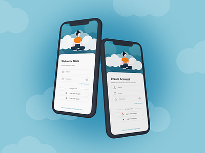 Login & Registration Mobile App For Meditation App app design dailyui design mobile apps login meditation apps mobile apps registration registration login registration feature ui ui design