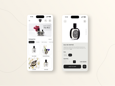 Fragrance brand e-commerce mobile app app branding design logo mobile ui ux
