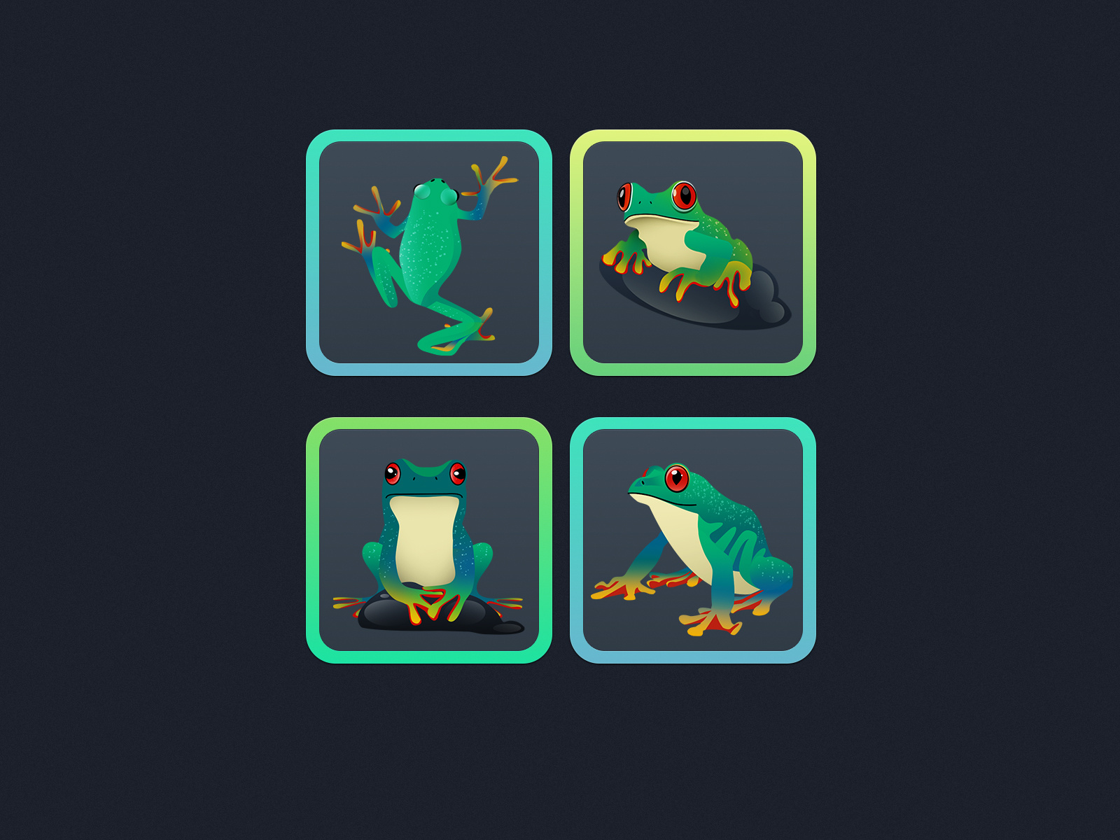 Frogs colorful frog graphic design print
