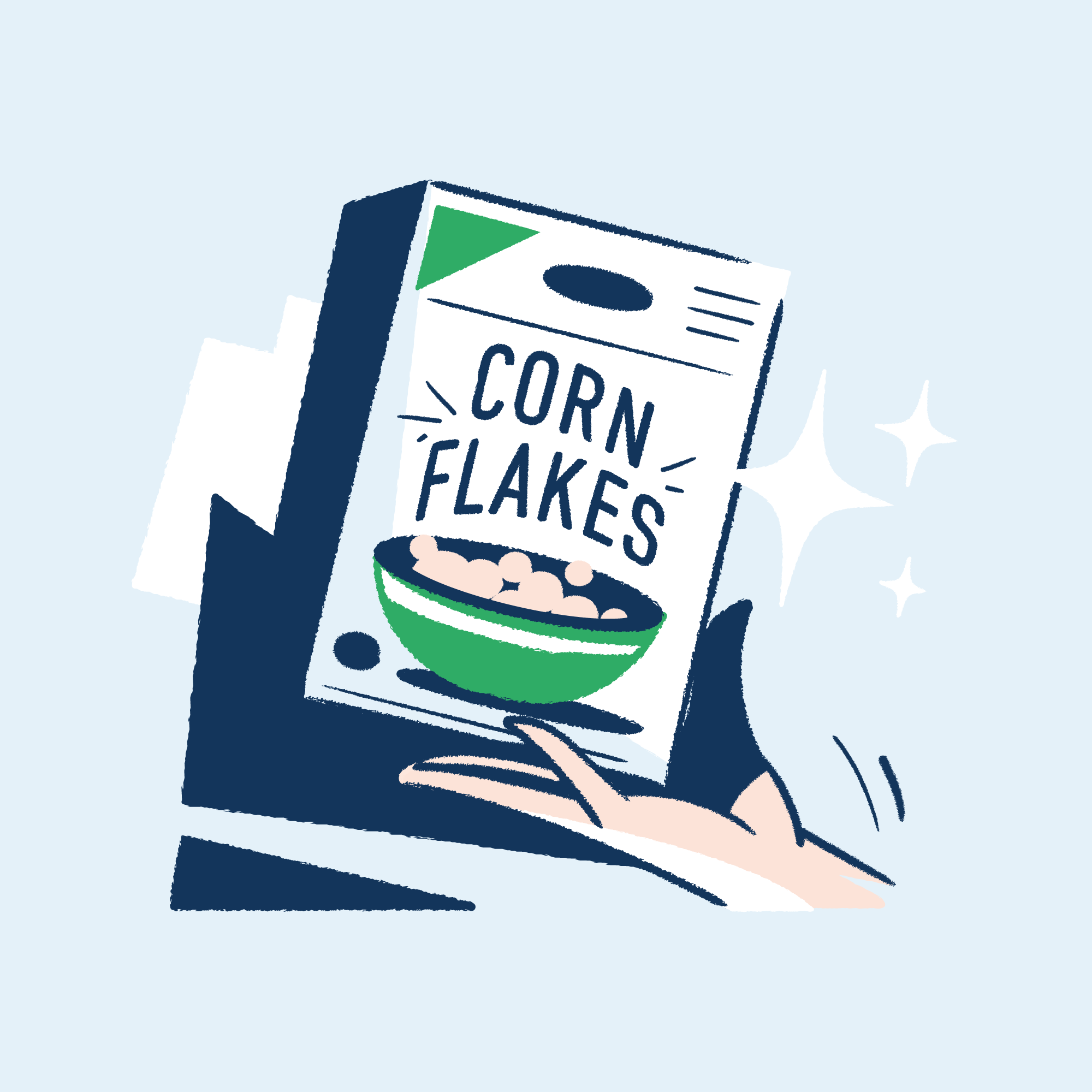 Four tips on how to save at the supermarket (Which?) box cereal corn flakes illustration