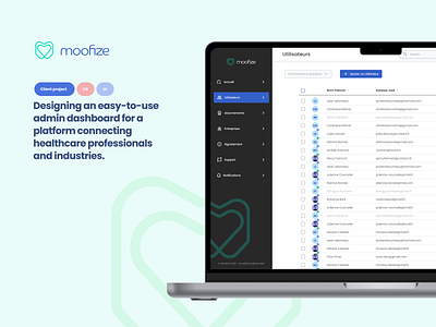 Moofize ✱ Admin Dashboard admin app dashboard design system health health care med tech product design ui ux