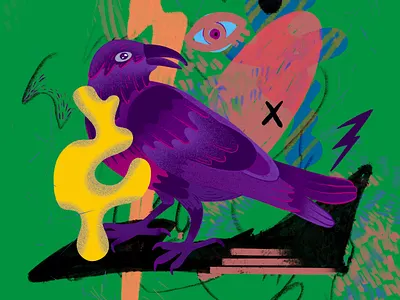 Purple crow art design flowoflife illustration modern procreate