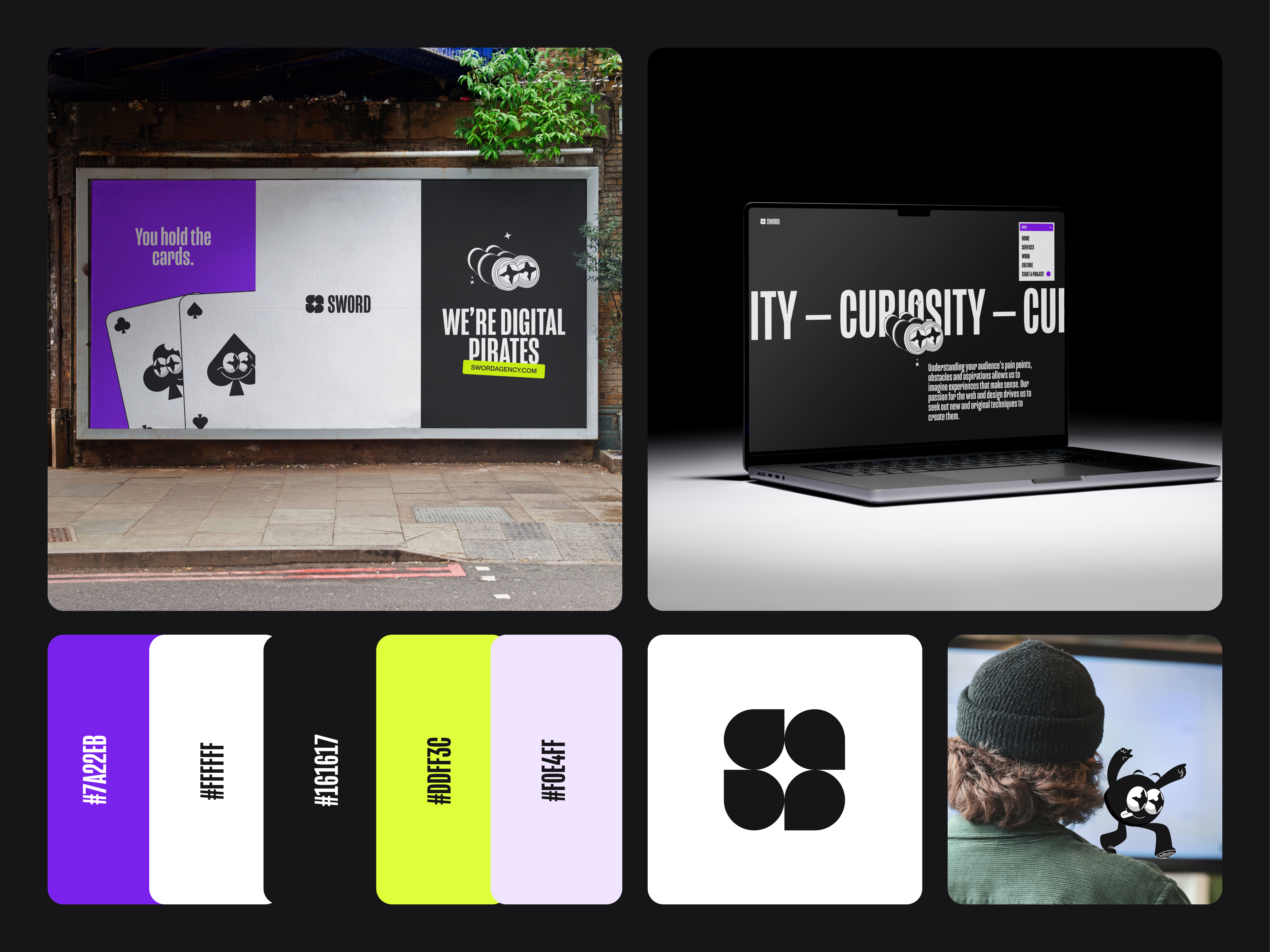 SWORD - Branding, Web Design, Webflow black branding design doodles fluo gif illustrations lavender rebranding tech ui design uxui violet web design webflow webflow agency