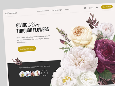 Anemone. Flower boutique brand identity branding design figma graphic design illustration landing page photoshop u ui uiux user nterface web design website