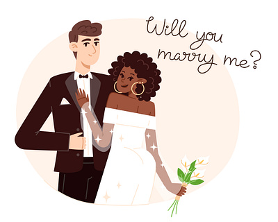Wedding season bride character flat graphic design groom illustration vector wedding