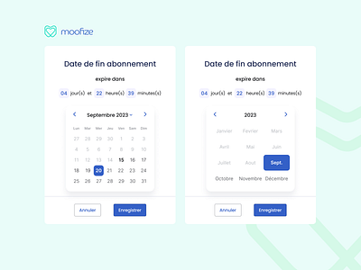Moofize ✱ Date Picker Subscription admin app care dashboard health health care med tech startup ui ux