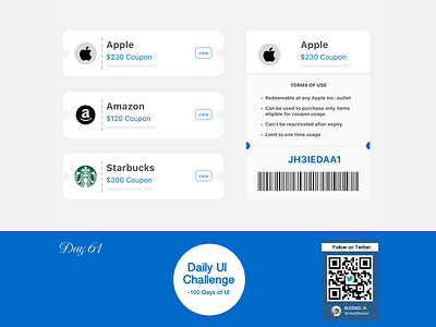 Day 61 Task: Design a screen to Redeem Coupon. #DailyUI coupon design figma inspiration redeem ui